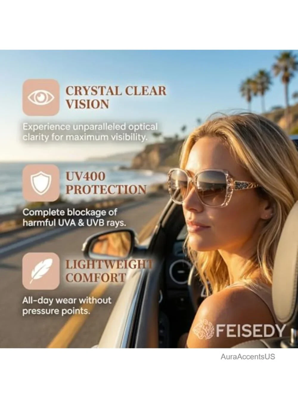 Oversized Square Polarized Sunglasses Sparkling Crystal Rhinestone Frame UV